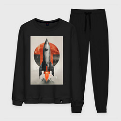 Костюм хлопковый мужской Постер ракеты, цвет: черный