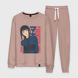 Костюм хлопковый мужской Человек-бензопила Макима Makima, цвет: пыльно-розовый