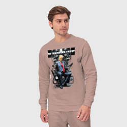 Костюм хлопковый мужской Trump with two pistols - cyberpunk, цвет: пыльно-розовый — фото 2