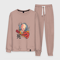 Костюм хлопковый мужской One-Punch Man главный герой, цвет: пыльно-розовый