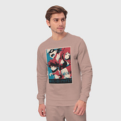 Костюм хлопковый мужской Моя геройская академия Деку Каччан Урарака Шото, цвет: пыльно-розовый — фото 2