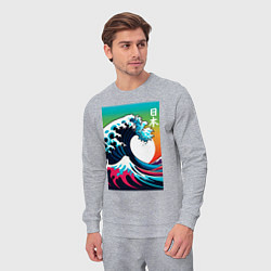 Костюм хлопковый мужской Japanese wave - ai art, цвет: меланж — фото 2