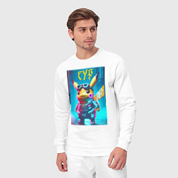 Костюм хлопковый мужской Cyber Pikachu - ai art fantasy, цвет: белый — фото 2