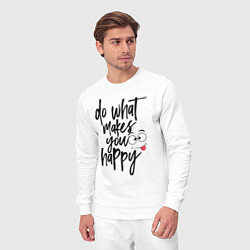 Костюм хлопковый мужской Do what makes you happy, цвет: белый — фото 2