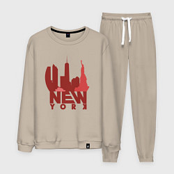 Костюм хлопковый мужской New York red, цвет: миндальный