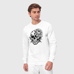 Костюм хлопковый мужской Череп с цветком - графика, цвет: белый — фото 2