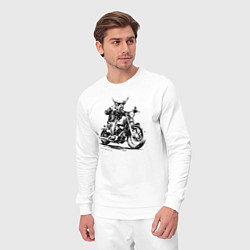 Костюм хлопковый мужской Бык байкер на мотоцикле чоппере или корова, цвет: белый — фото 2