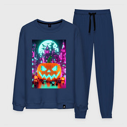 Костюм хлопковый мужской Halloween and Minecraft - pumpkin, цвет: тёмно-синий