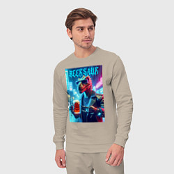 Костюм хлопковый мужской Cyber cool dude Dino - ai art fantasy, цвет: миндальный — фото 2