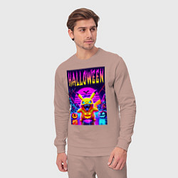 Костюм хлопковый мужской Pikachu - halloween vaporwave, цвет: пыльно-розовый — фото 2