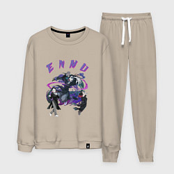 Костюм хлопковый мужской Клинок рассекающий демонов Enmu, цвет: миндальный