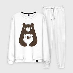 Костюм хлопковый мужской Мишки-обнимашки, цвет: белый