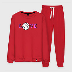 Костюм хлопковый мужской Love volley, цвет: красный