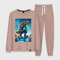 Мужской костюм Cyber tyrannosaur on a hoverboard - neon glow fant