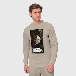 Костюм хлопковый мужской Брюс Ли - выход дракона, цвет: миндальный — фото 2