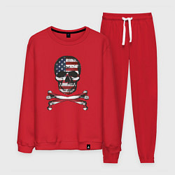 Костюм хлопковый мужской Skull USA, цвет: красный