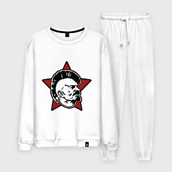 Костюм хлопковый мужской Значок - Владимир Ленин панк, цвет: белый