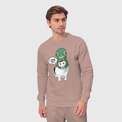 Костюм хлопковый мужской С Новым годом - кот змея, цвет: пыльно-розовый — фото 2