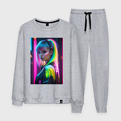 Мужской костюм Киберпанк девушка с зеленым хвостом