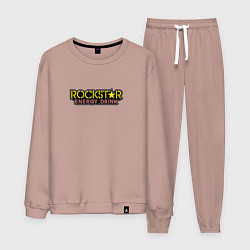 Костюм хлопковый мужской Rockstar energy logo, цвет: пыльно-розовый