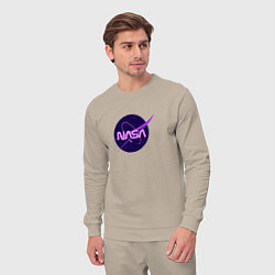 Костюм хлопковый мужской NASA logo, цвет: миндальный — фото 2