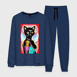 Мужской костюм Фигуристая чёрная кошечка в стиле поп-арт