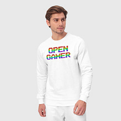 Костюм хлопковый мужской Open gamer logo, цвет: белый — фото 2