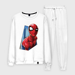 Костюм хлопковый мужской Человек-паук и город, цвет: белый