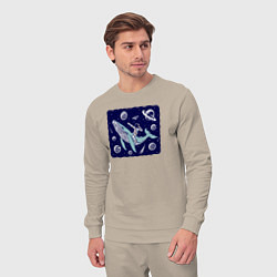 Костюм хлопковый мужской Кит и космонавт, цвет: миндальный — фото 2