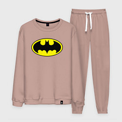 Костюм хлопковый мужской Batman logo, цвет: пыльно-розовый