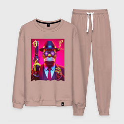 Костюм хлопковый мужской Cyber godfather Homer Simpson - mafia, цвет: пыльно-розовый