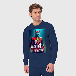 Костюм хлопковый мужской Мяуфия бессмертна - мем, цвет: тёмно-синий — фото 2