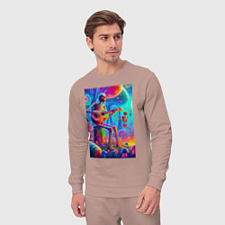 Костюм хлопковый мужской Скелет играет на гитаре в грибном лесу, цвет: пыльно-розовый — фото 2