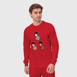 Костюм хлопковый мужской Три портрета, одна личность, цвет: красный — фото 2