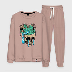 Костюм хлопковый мужской Nature skull, цвет: пыльно-розовый