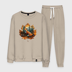 Костюм хлопковый мужской Лиса и лист, цвет: миндальный