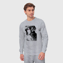 Костюм хлопковый мужской Девушка с фиолетовыми глазами, цвет: меланж — фото 2