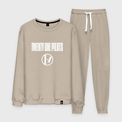 Костюм хлопковый мужской Twenty one pilots - logo, цвет: миндальный