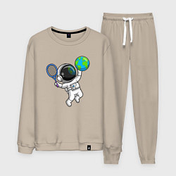 Костюм хлопковый мужской Космический теннис, цвет: миндальный