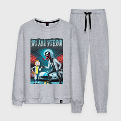 Костюм хлопковый мужской Веном-Рик и Морти рядом со спортивной тачкой, цвет: меланж