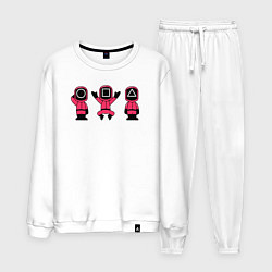 Костюм хлопковый мужской Надзиратели игры в кальмара, цвет: белый