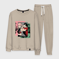 Костюм хлопковый мужской Моя геройская академия Бакуго и Деку, цвет: миндальный