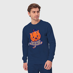 Костюм хлопковый мужской Котик и тыква, цвет: тёмно-синий — фото 2