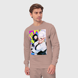 Костюм хлопковый мужской Дандадан: Бабка Момо, цвет: пыльно-розовый — фото 2