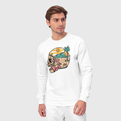 Костюм хлопковый мужской Skull summer, цвет: белый — фото 2
