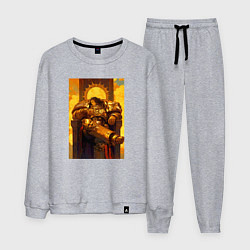 Костюм хлопковый мужской Император человечества восседает на золотом троне, цвет: меланж