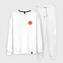 Костюм хлопковый мужской Символ оберег алатырь, цвет: белый