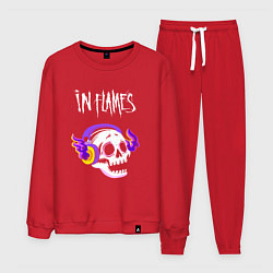 Костюм хлопковый мужской In Flames - неоновый череп, цвет: красный