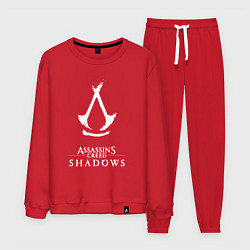 Костюм хлопковый мужской Assassins creed - shadows white, цвет: красный