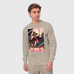 Костюм хлопковый мужской Мегумин колдует взрывную магию, цвет: миндальный — фото 2